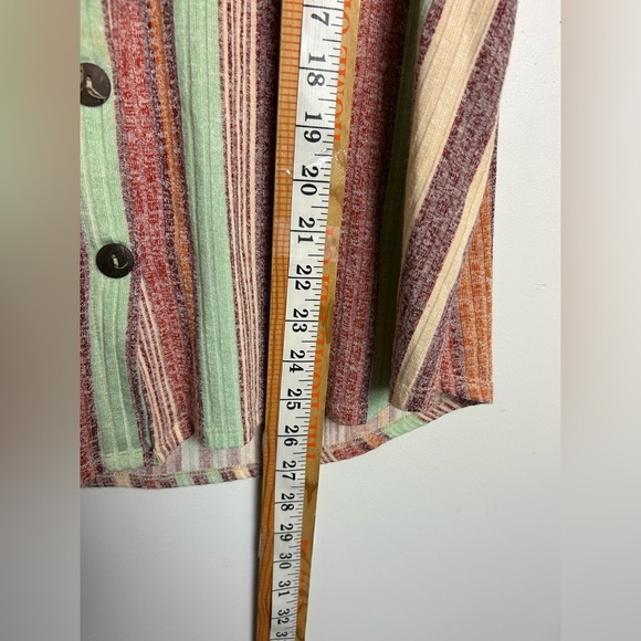 W5 Tank Top Blouse M Striped Multicolor Sleeveless Boho Stretch Button Down Chic - Picture 11 of 12